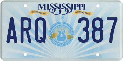 MS license plate ARQ387