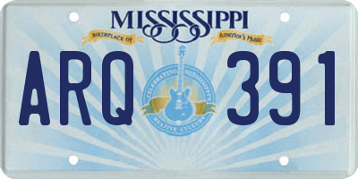 MS license plate ARQ391
