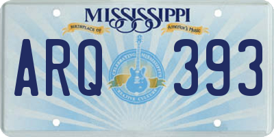 MS license plate ARQ393