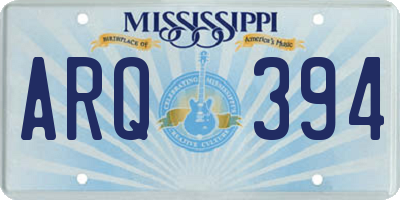 MS license plate ARQ394
