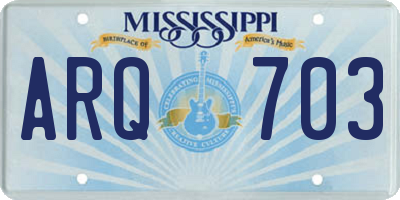 MS license plate ARQ703