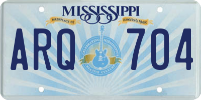 MS license plate ARQ704