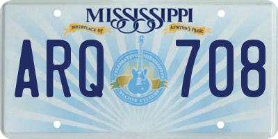 MS license plate ARQ708