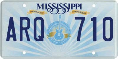 MS license plate ARQ710