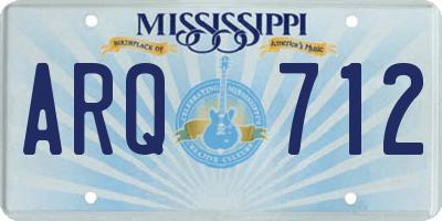MS license plate ARQ712