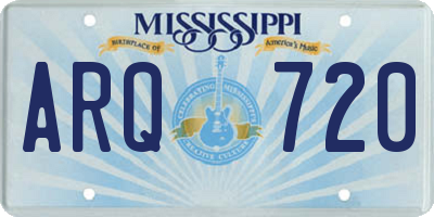 MS license plate ARQ720