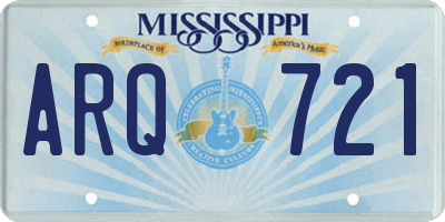 MS license plate ARQ721