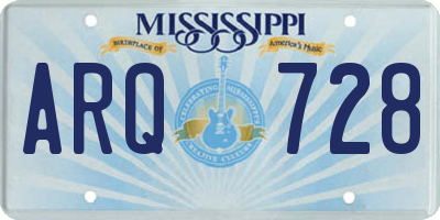 MS license plate ARQ728