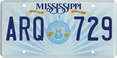 MS license plate ARQ729
