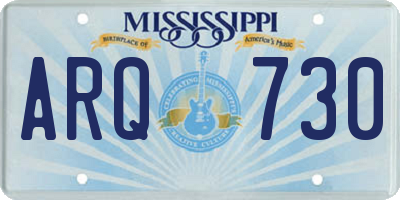 MS license plate ARQ730