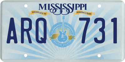 MS license plate ARQ731