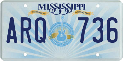 MS license plate ARQ736
