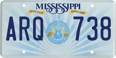 MS license plate ARQ738