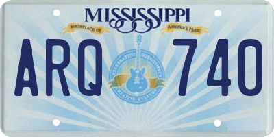 MS license plate ARQ740
