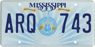 MS license plate ARQ743
