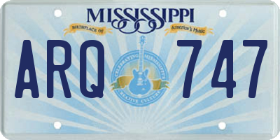 MS license plate ARQ747