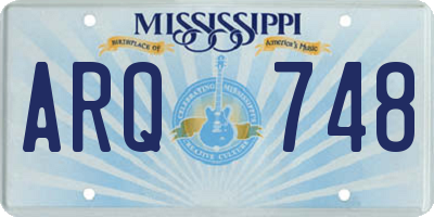 MS license plate ARQ748