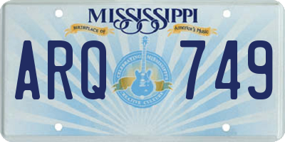 MS license plate ARQ749