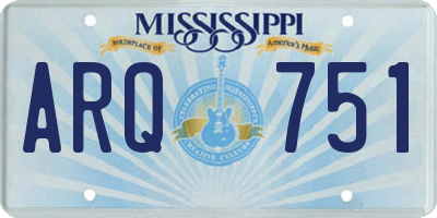 MS license plate ARQ751
