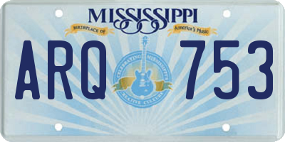 MS license plate ARQ753
