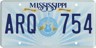 MS license plate ARQ754