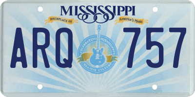 MS license plate ARQ757