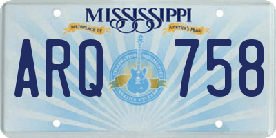 MS license plate ARQ758