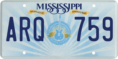MS license plate ARQ759