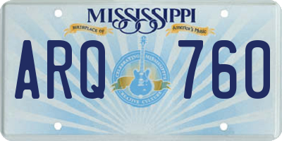 MS license plate ARQ760