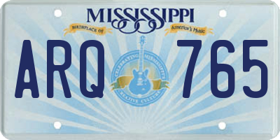 MS license plate ARQ765