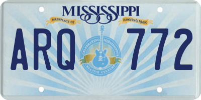 MS license plate ARQ772