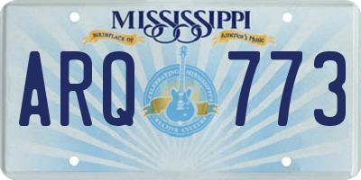 MS license plate ARQ773