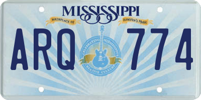 MS license plate ARQ774