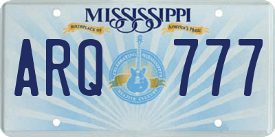 MS license plate ARQ777