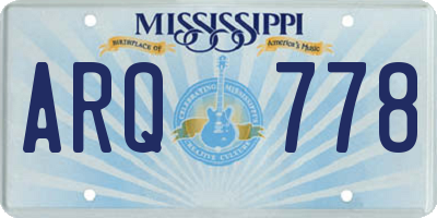 MS license plate ARQ778