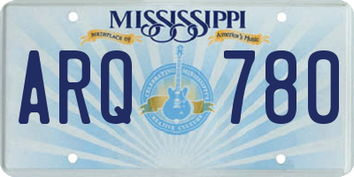 MS license plate ARQ780
