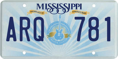 MS license plate ARQ781