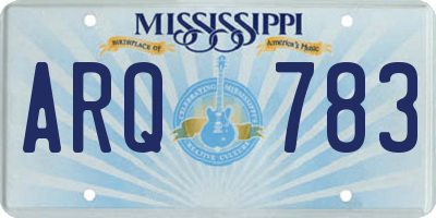 MS license plate ARQ783
