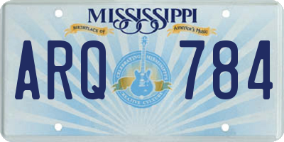MS license plate ARQ784