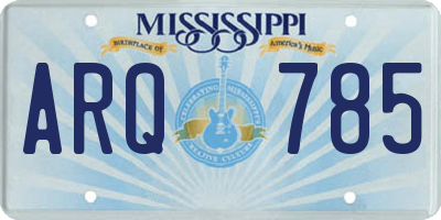 MS license plate ARQ785