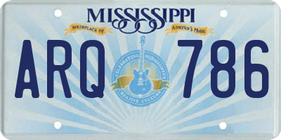 MS license plate ARQ786