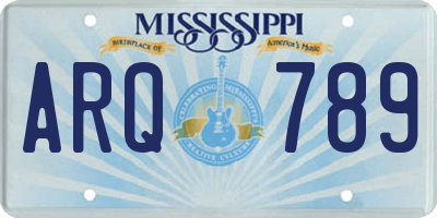 MS license plate ARQ789