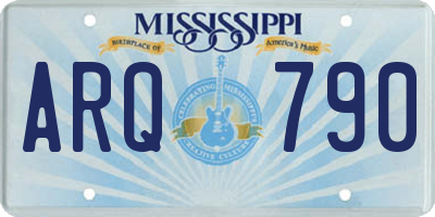 MS license plate ARQ790