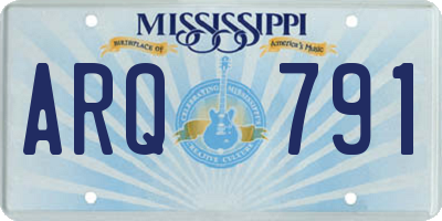 MS license plate ARQ791