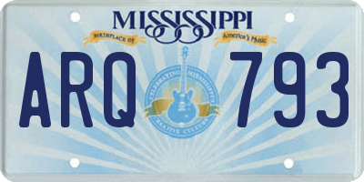 MS license plate ARQ793