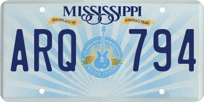 MS license plate ARQ794