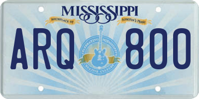 MS license plate ARQ800