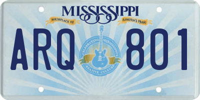 MS license plate ARQ801