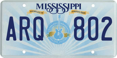 MS license plate ARQ802