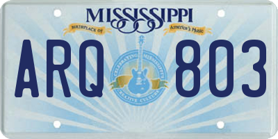 MS license plate ARQ803